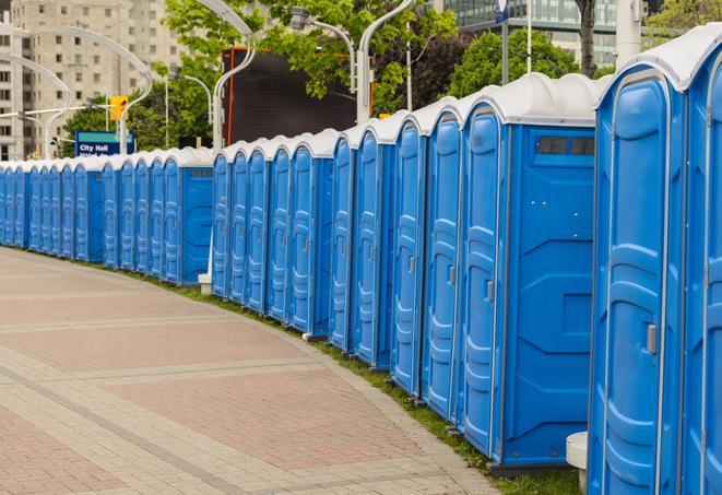 Seasonal porta potty units set up at a Oroville, California venue